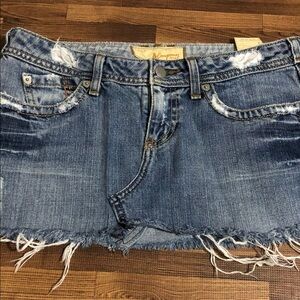 J & Company High-Waist Distressed Denim Mini Skirt - Light Blue